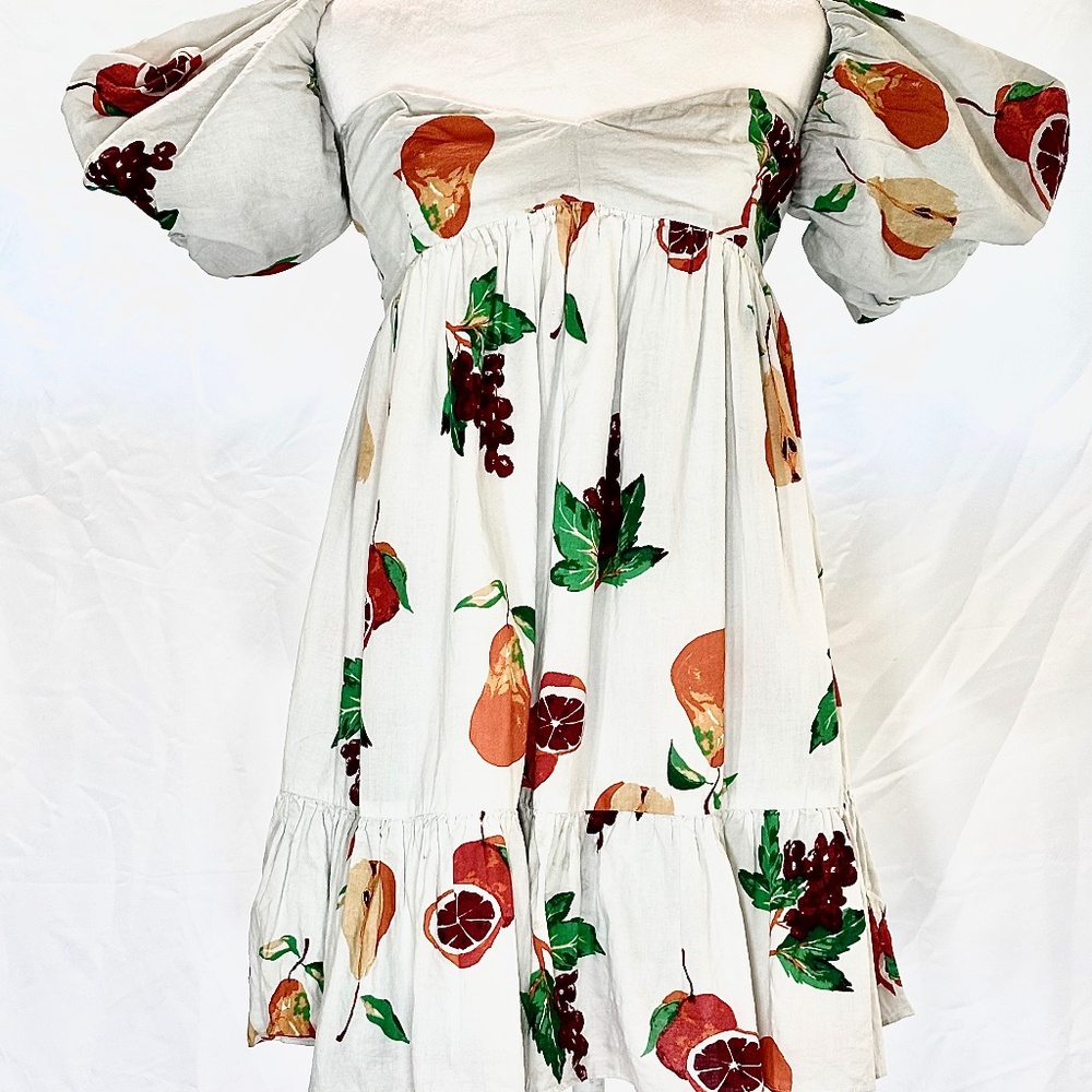 Urban Outfitters Fruit Print Puff Sleeve Dress - Size Small